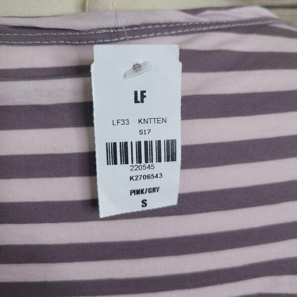 NWT LF Emma & Sam Pink and Grey Striped Crop Top - Picture 5 of 8